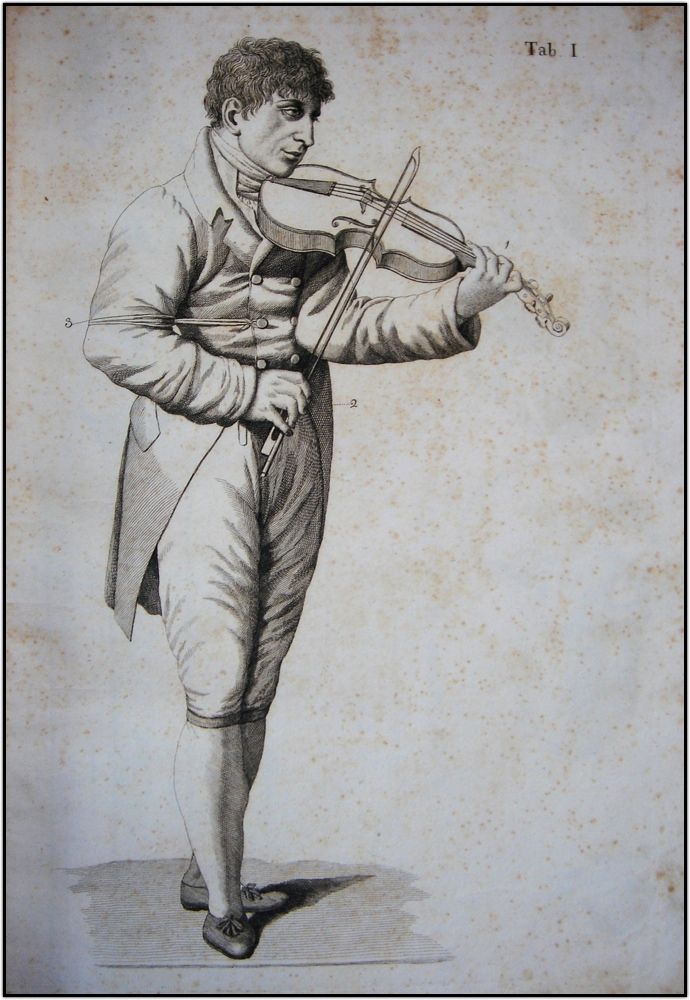 Bartolomeo Campagnoli nel costume d'epoca che suona il violoncello