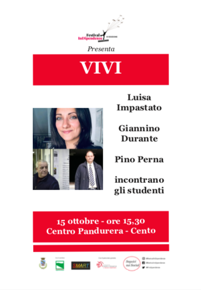 locandina informativa conferenza con fotografia Luisa Impastato, Giannino Durante e Pino Perna