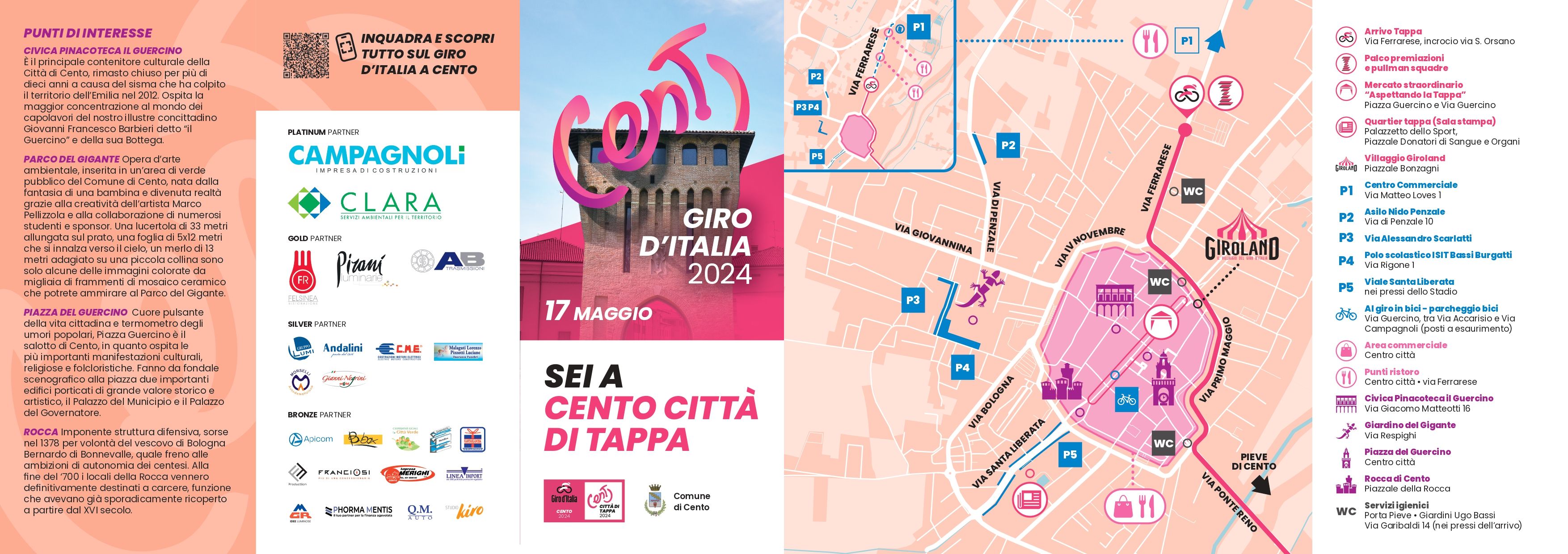 mappa Cento città di tappa Giro d'Italia