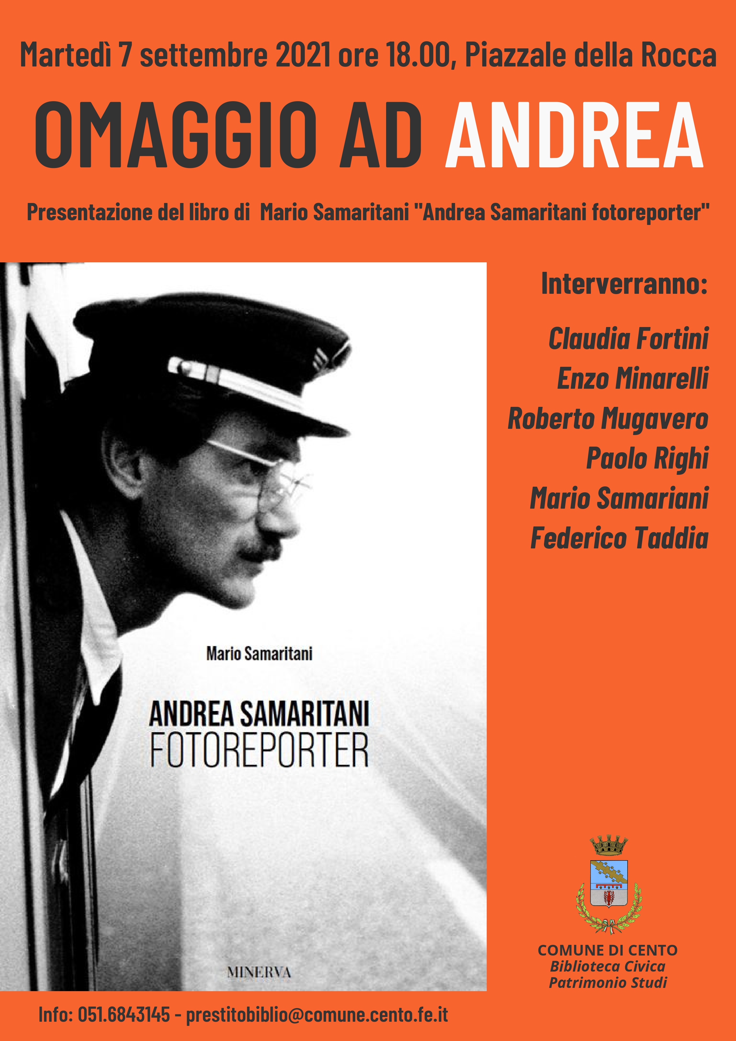 locandina evento con profilo fotoreporter Andrea Samaritani immagine di copertina volume