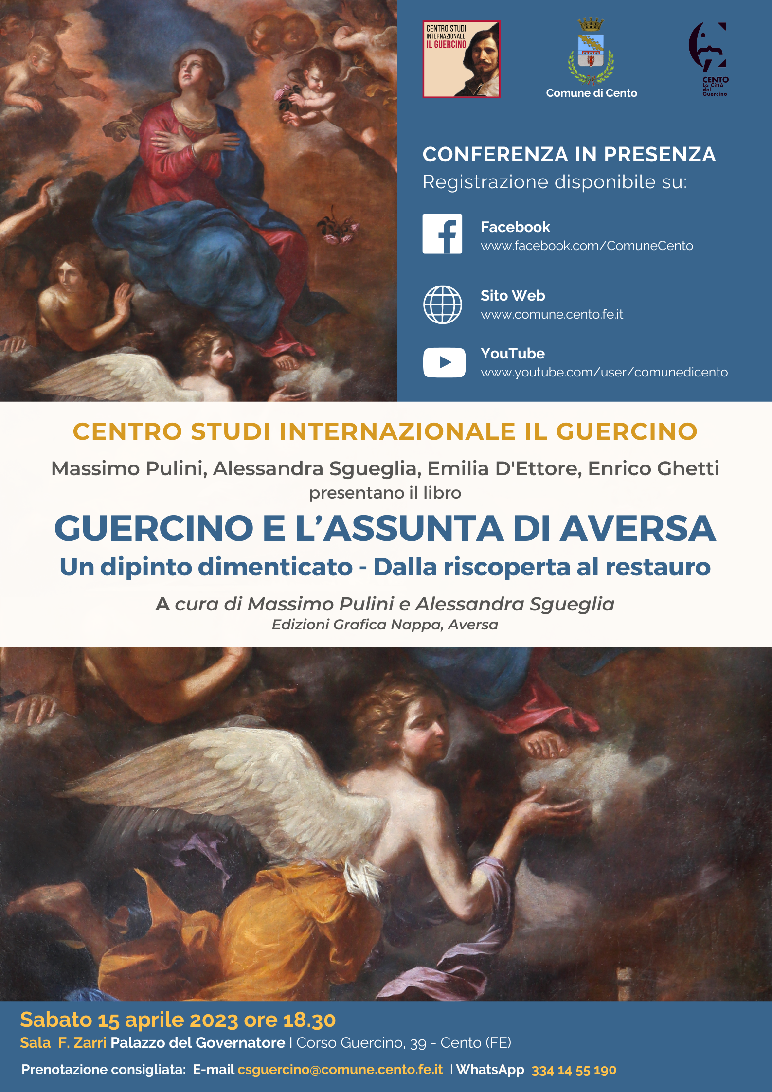 locandina informativa con due dipinti del Guercino