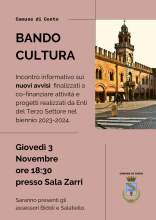 locandina informativa dell'incontro con fotografia della piazza Guercino