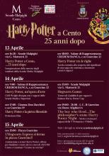 locandina informativa con scritta originale libro Harry Potter e programma degli eventi