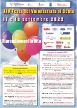 Locandina informativa con sponsor e programma, palloncini colorati
