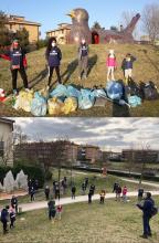 gruppo volontari raccolta rifiuti al Parco del Gigante di Cento